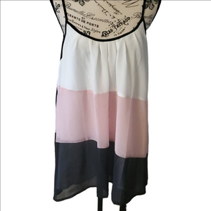 Rosegal pink black and white colorblock sheer back tank top size large